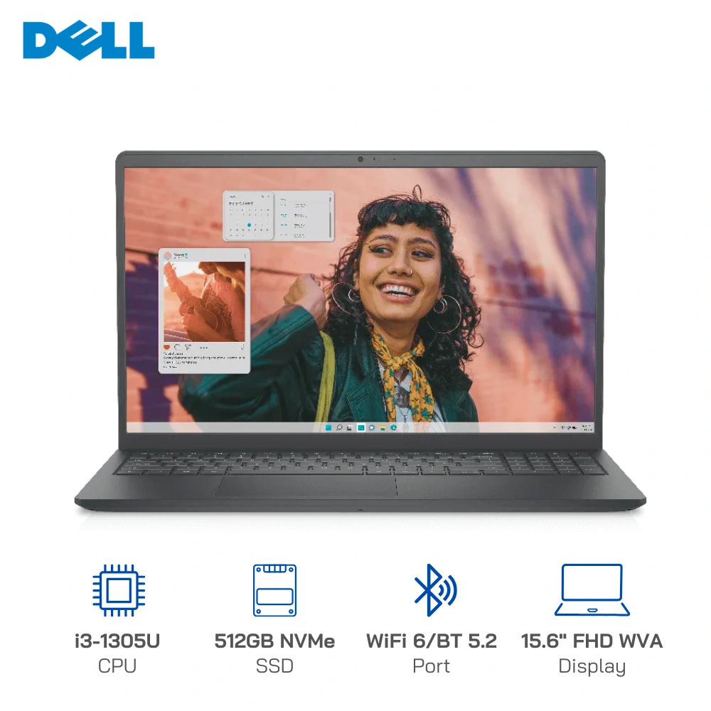 Laptop Dell Inspiron 3530 (71053725) (i3 1305U 8GB/512GB SSD/15.6FHD/FP/Win11/Office Home 2024/Đen)